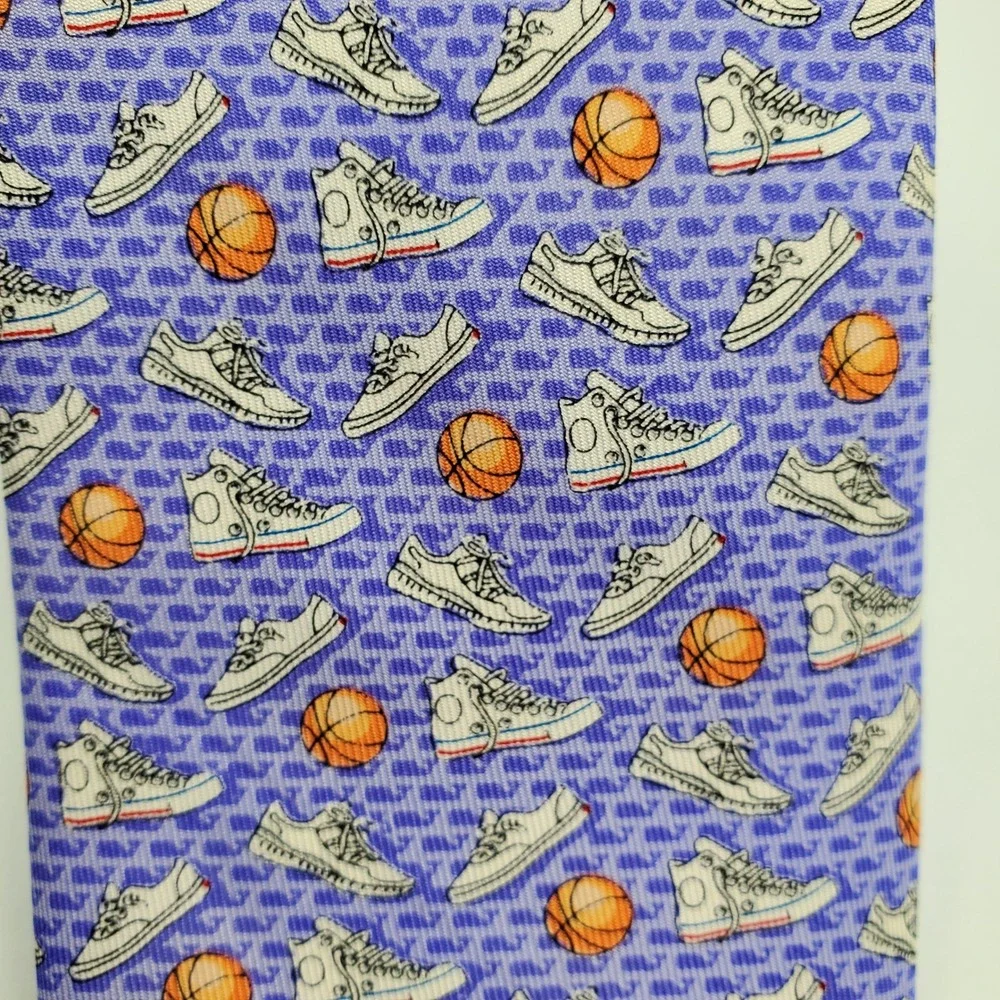 Vineyard Vines Coaches vs Cancer Basketball Sneaker Silk Tie Purple Made in USA